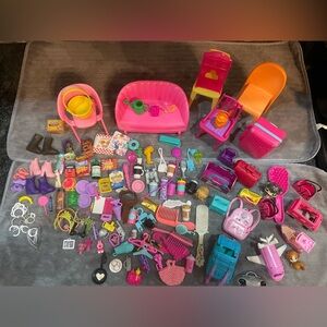 Barbie Doll Pink Furniture Couch Orange Chairs Tons Of Accessories Lot